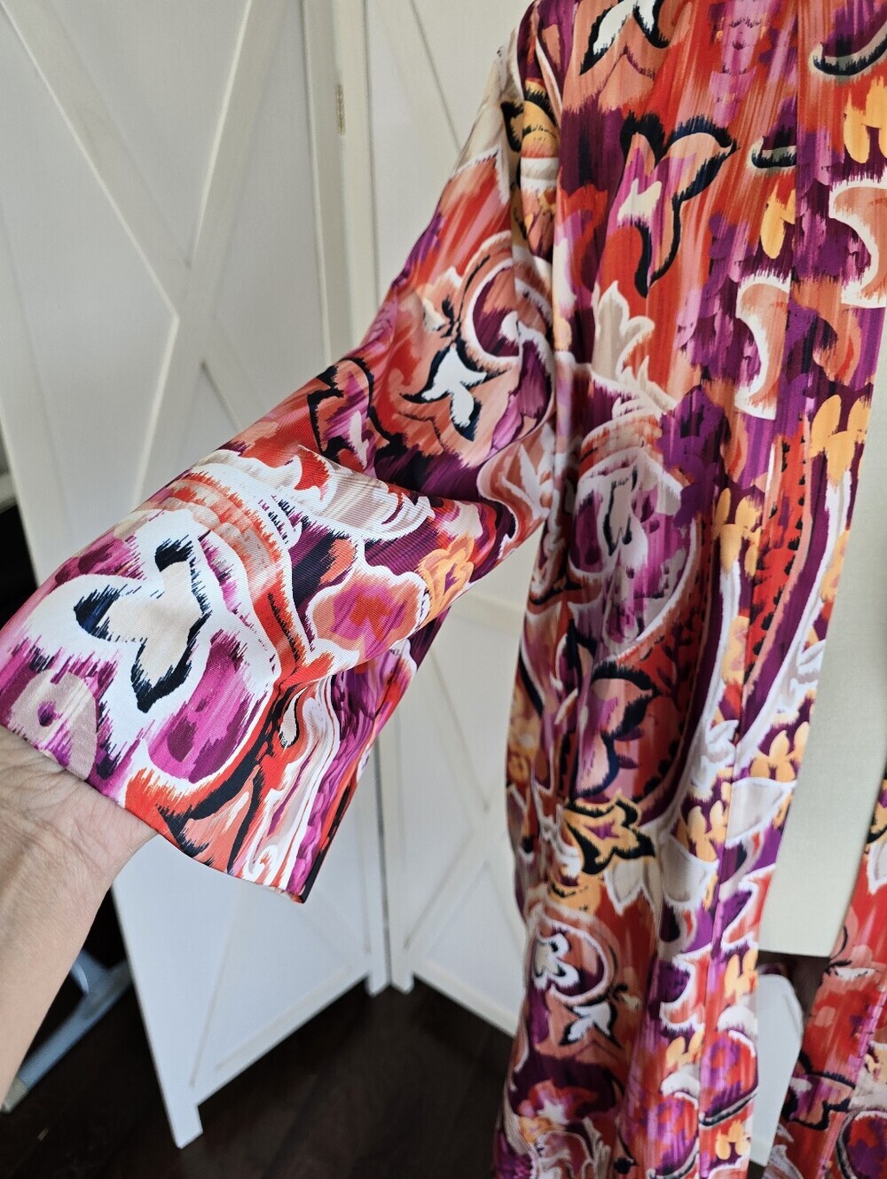 Chico's Multicolor Boho Paisley Duster, Cardigan, Kimono 3/4 Sleeve - Picture 5 of 12